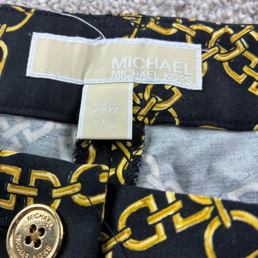 Michael Kors Womens 24W Black Gold Keegan Chain Print Miranda Slack Trouser Chic